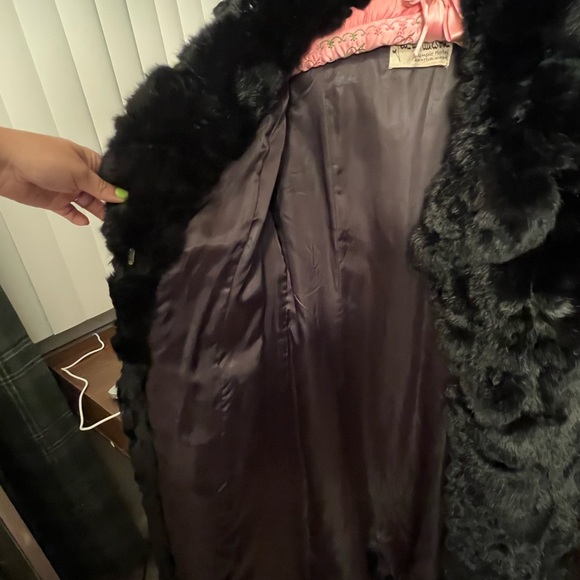 Vtg Gen Paulson Fairmount Olympic Hotel US Rabbit Black Genuine Fur Coat Lux 50s - Picture 12 of 14